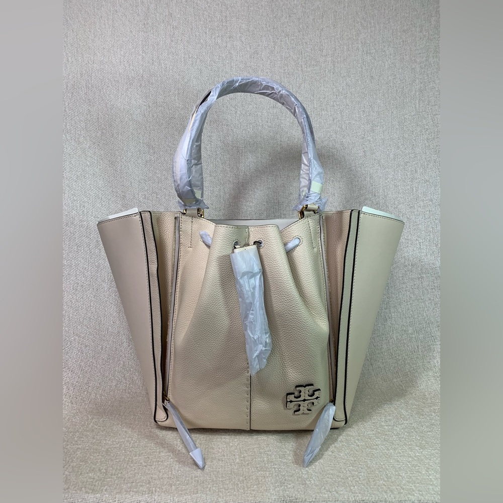 NEW Tory Burch Mcgraw Dragonfly Brie Cream Leather Oversized Shopper Tote Bag - Picture 9 of 16